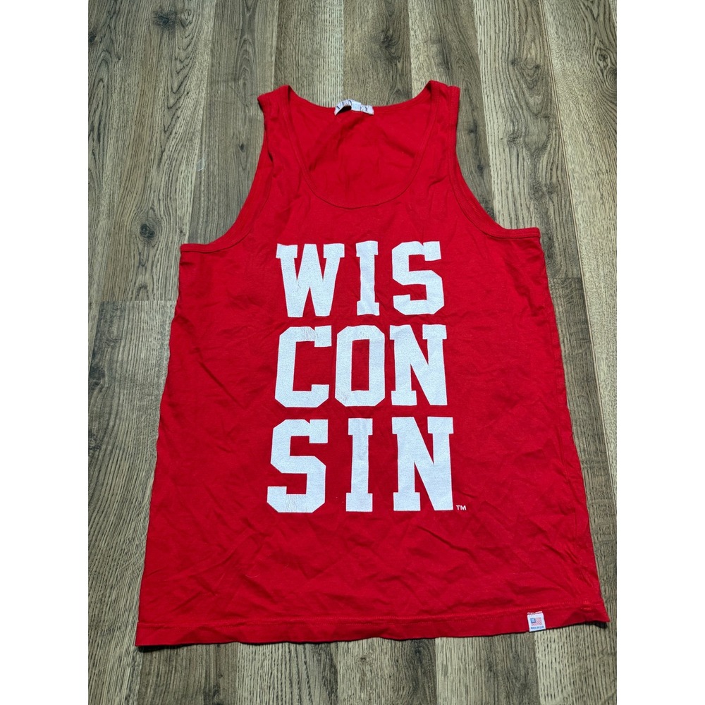Venley Tank Top Unisex Medium Red Adult Wisconsin Collegiate Graphic Excellent